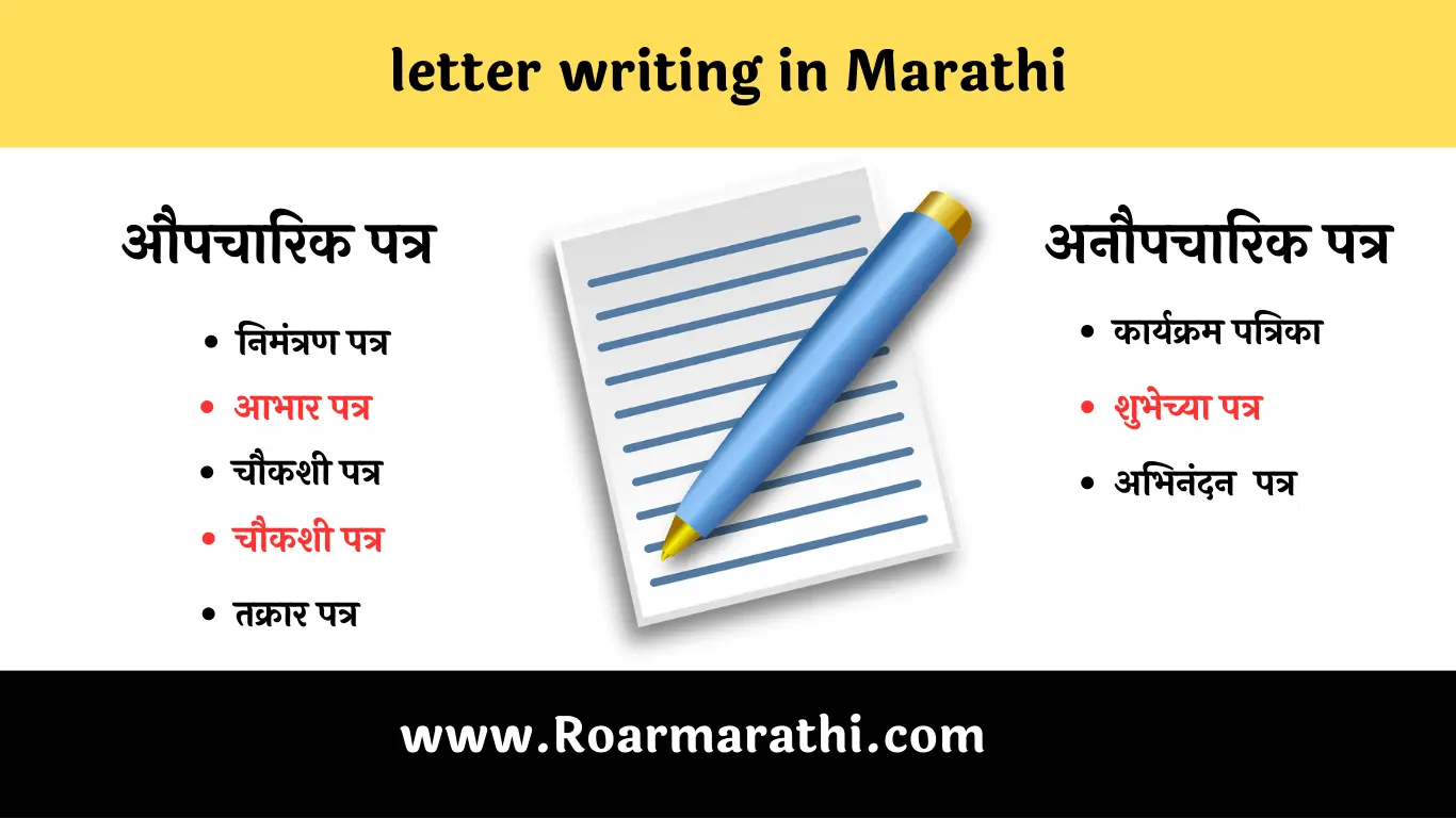 letter writing in marathi